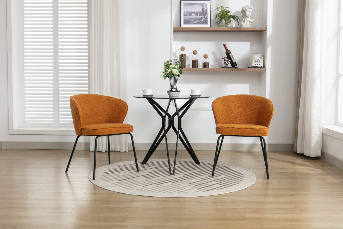 Retro Minimalist Modern Boucle Fabric Dining Chairs