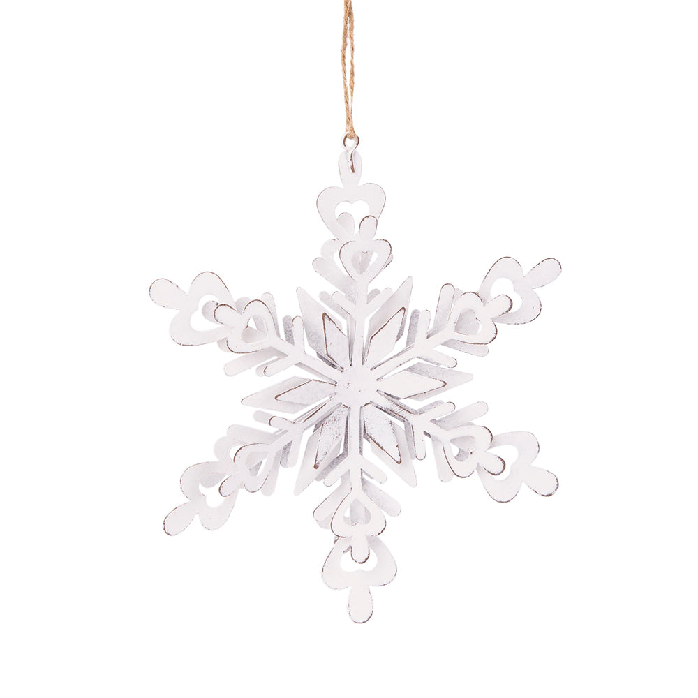 6.3x1.8x6.7" Iron Snowflake Hanger, Decorative Hanging Ball Christmas Tree Ornaments for Holiday Party Decorations, Set of 6