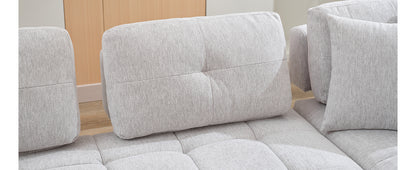 91.73" L-shaped Sofa Sectional Sofa Couch with 2 Stools and 2 Lumbar Pillows for Living Room, Light Grey