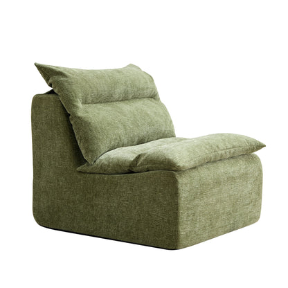 Accent Armless Chair Lazy Floor Seating, Fireside Chair Sofa Lounger Leisure Accent Single Couch with Backrest for Living Room, Bedroom, Office, Single Seat GREEN