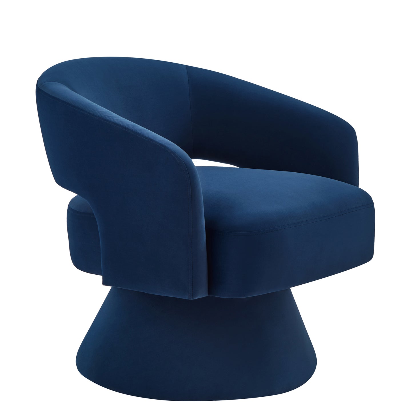 Modern Swivel Barrel Chair, Upholstered Velvet Round Accent Chairs,360 Degree Comfy Swivel Chair with Open Backrest, Single Chair Armchair for Living Room Bedroom, Homerest,Navy