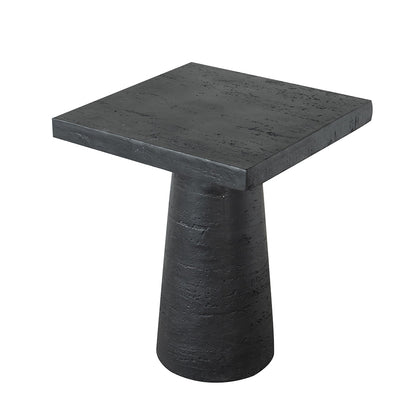 20x20x24" Black Cement Square Side Table with Pedestal Base