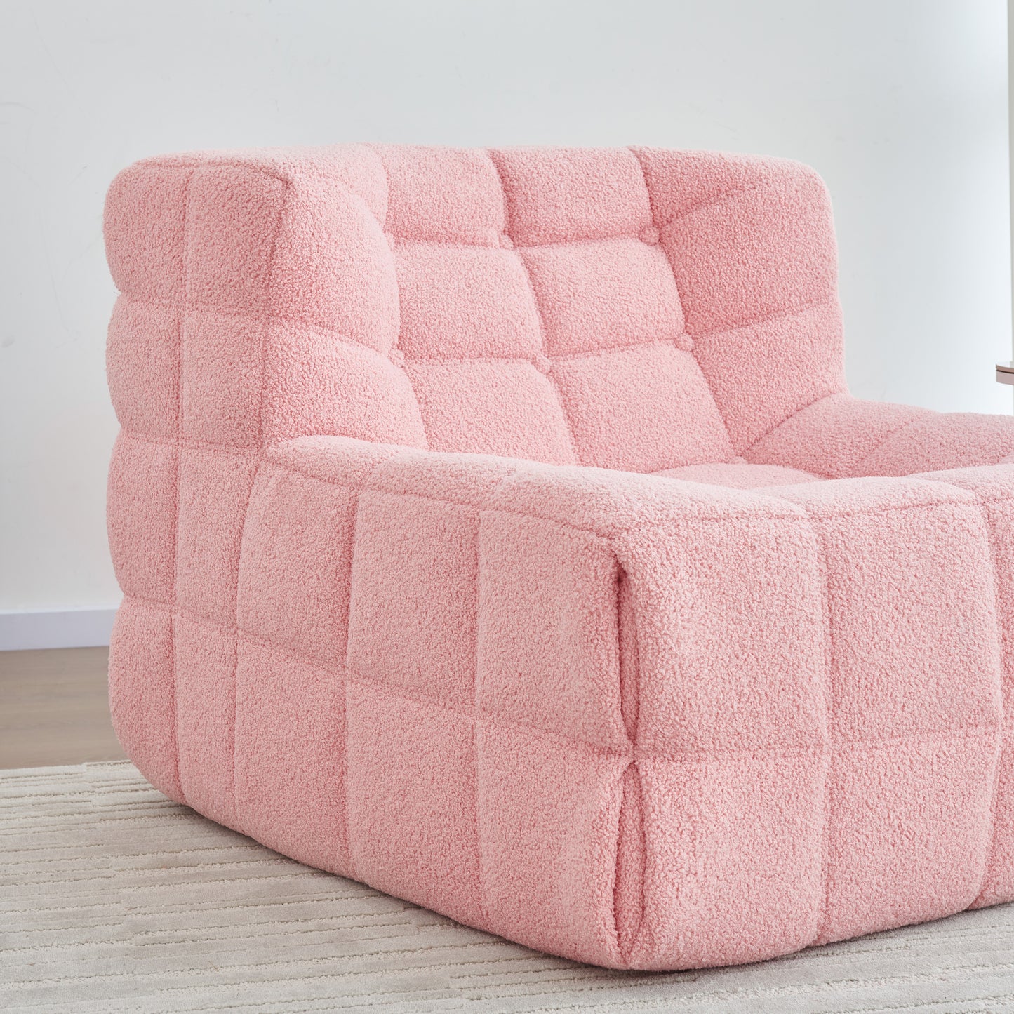 Bean Bag Chair Sofa, Sherpa Beanbag Chair Couch for Adults, Armless Tufted Bean Bag Lounge Soft Comfy Chair for Bedroom, Living Room or Balcony(Pink)