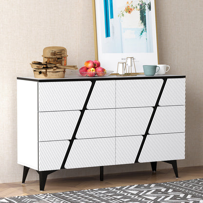 White blister twill modern six-drawer cabinet