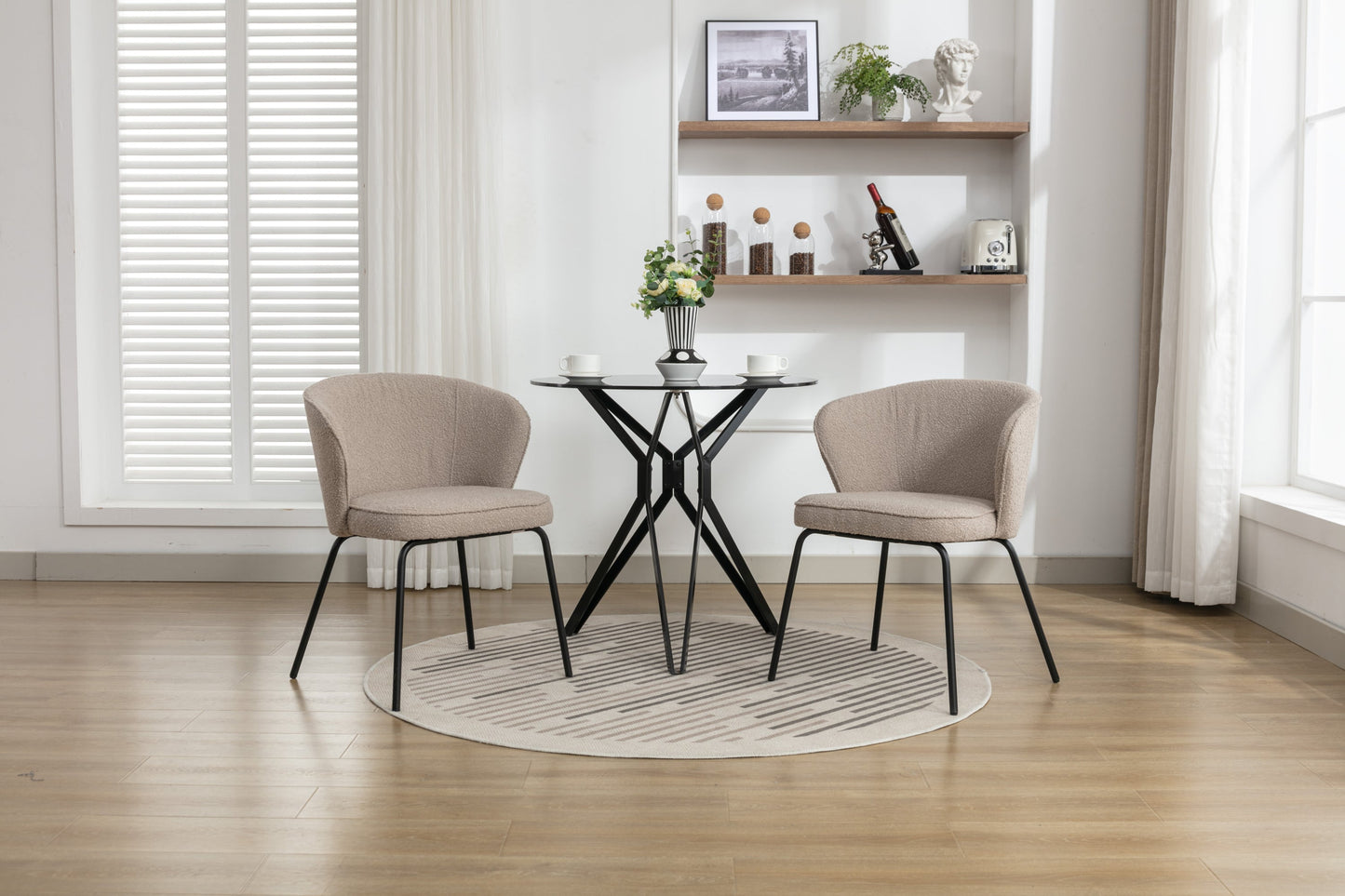 Retro Minimalist Modern Boucle Fabric Dining Chairs