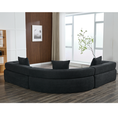 [NEW ARRIVED] [VIDEO PROVIDED]Oversized Combination Sofa,Curved Sofa,Upholstered 4 Seater Couch for Living Room,  Modern Modular 3 Piece Free Combination, Semicircular Modular  Sofa ,  Boucle, Black