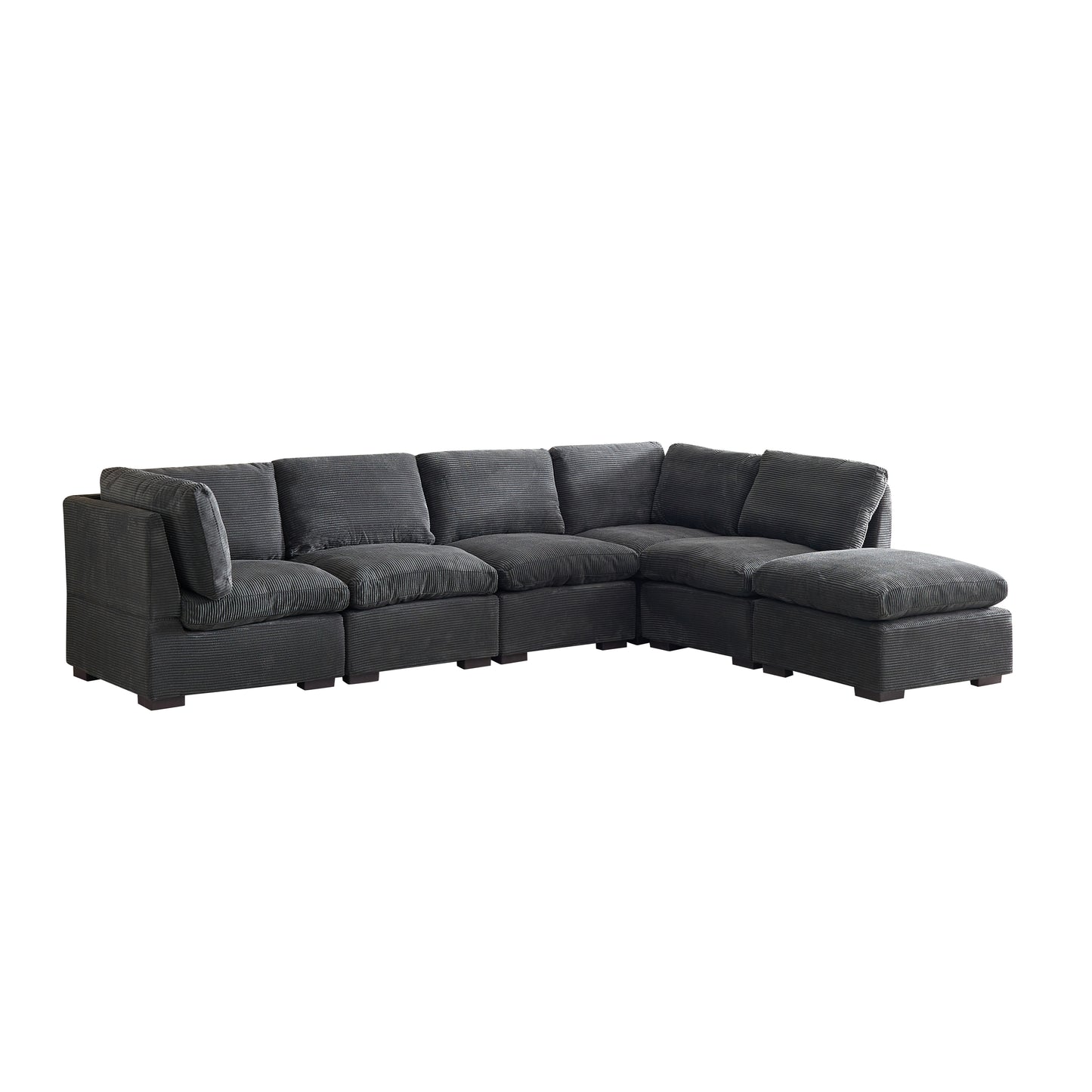 Convertible Modern Luxury Sectional Sofa Couch for Living Room Quality Corduroy Upholstery Modular Sofa Dark Grey