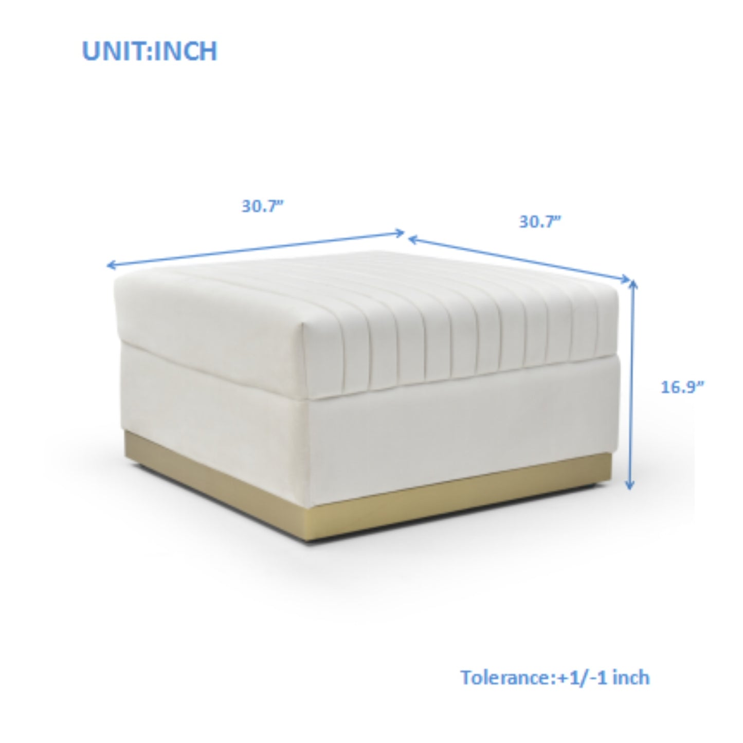 Contemporary Vertical Channel Tufted Velvet Big Size Ottoman Modern Upholstered Foot Rest for Living Room Apartment,Beige