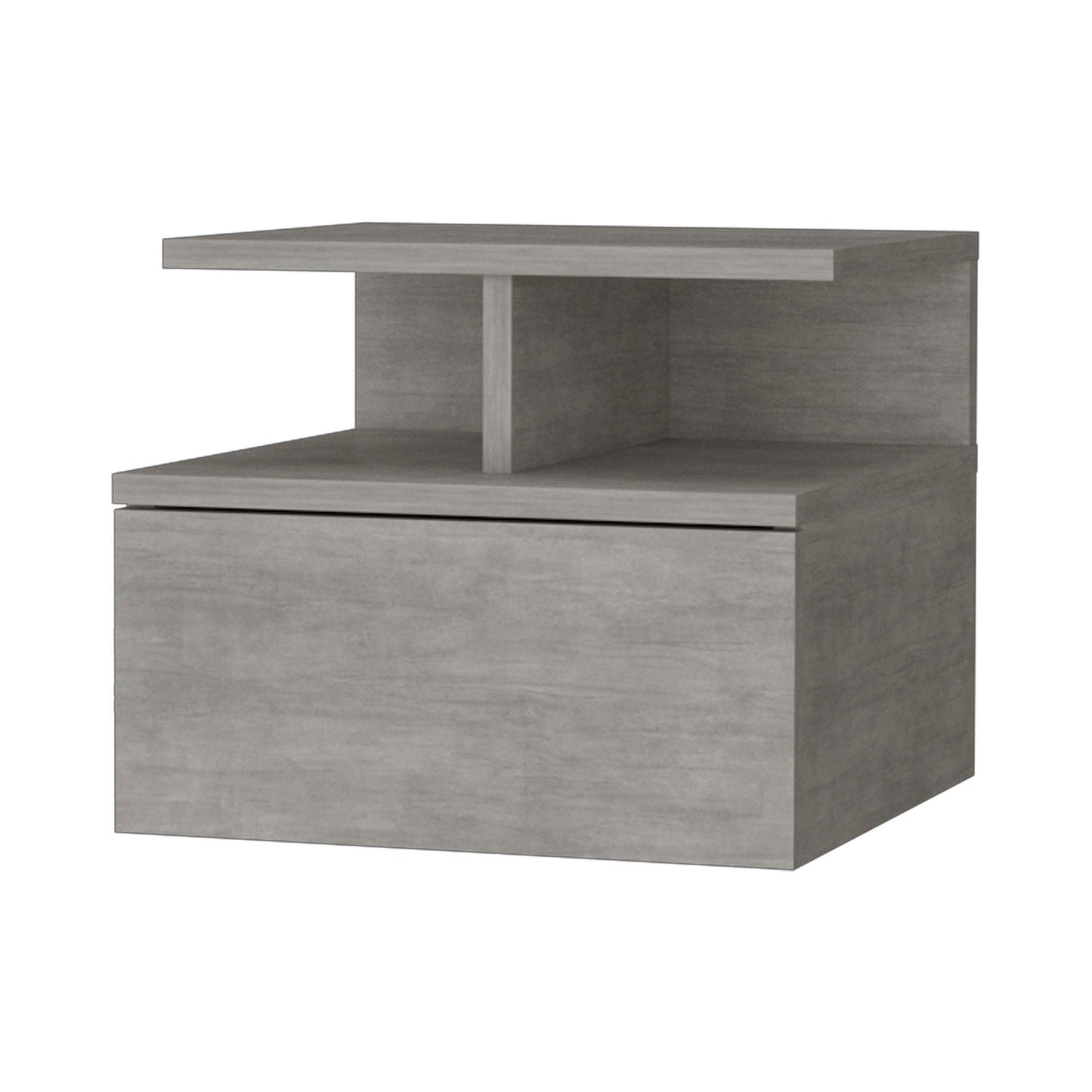 Samuel Concrete Gray 2-Tier Shelf Floating Nightstand