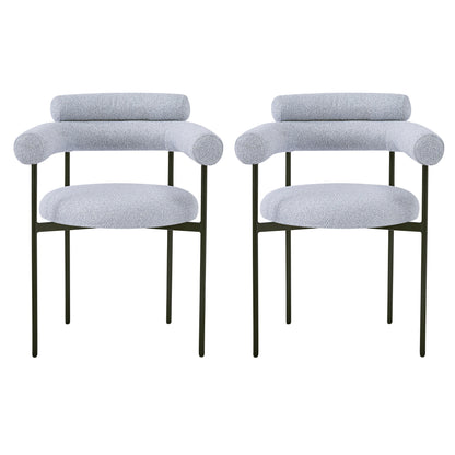 Upholstered Armchair Dining Chairs With Metal Legs (Set of 2),Grey