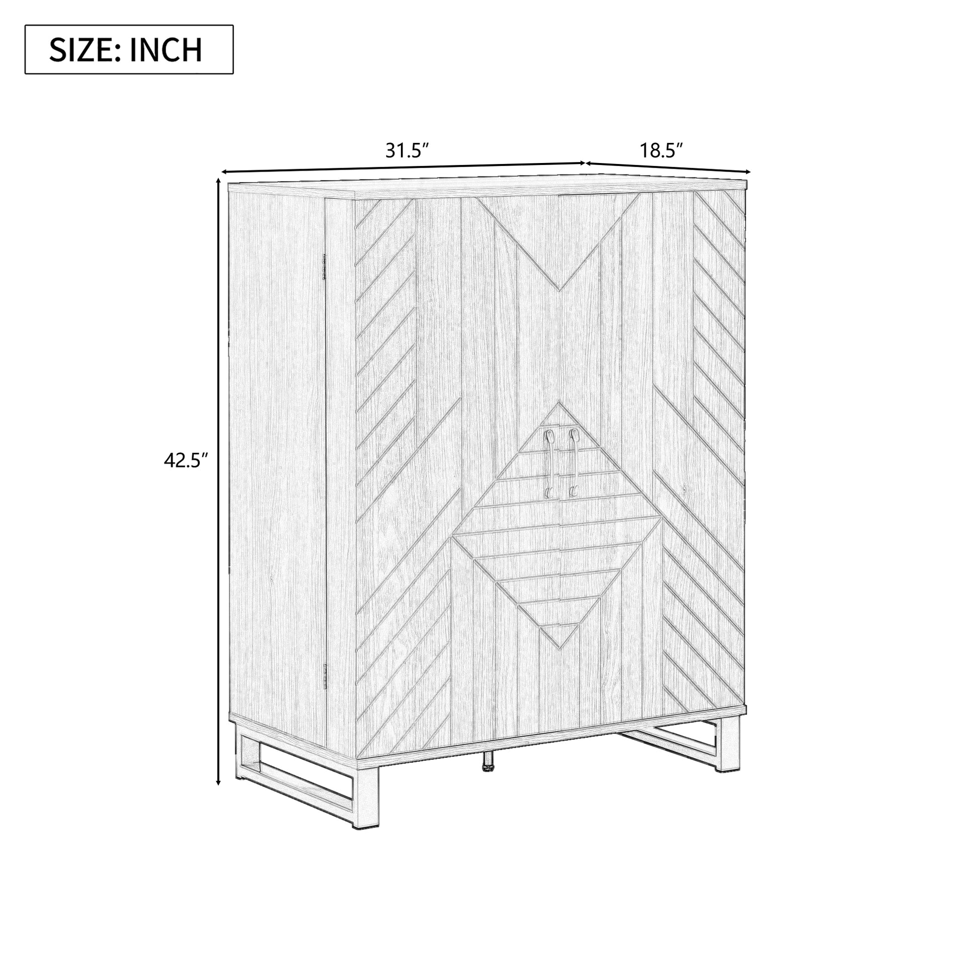 42.5" Modern Home Bar Cabinet Carved Wine Cabinet with Storage