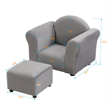 Kids  Chair, Kids Upholstered Couch with ottoman