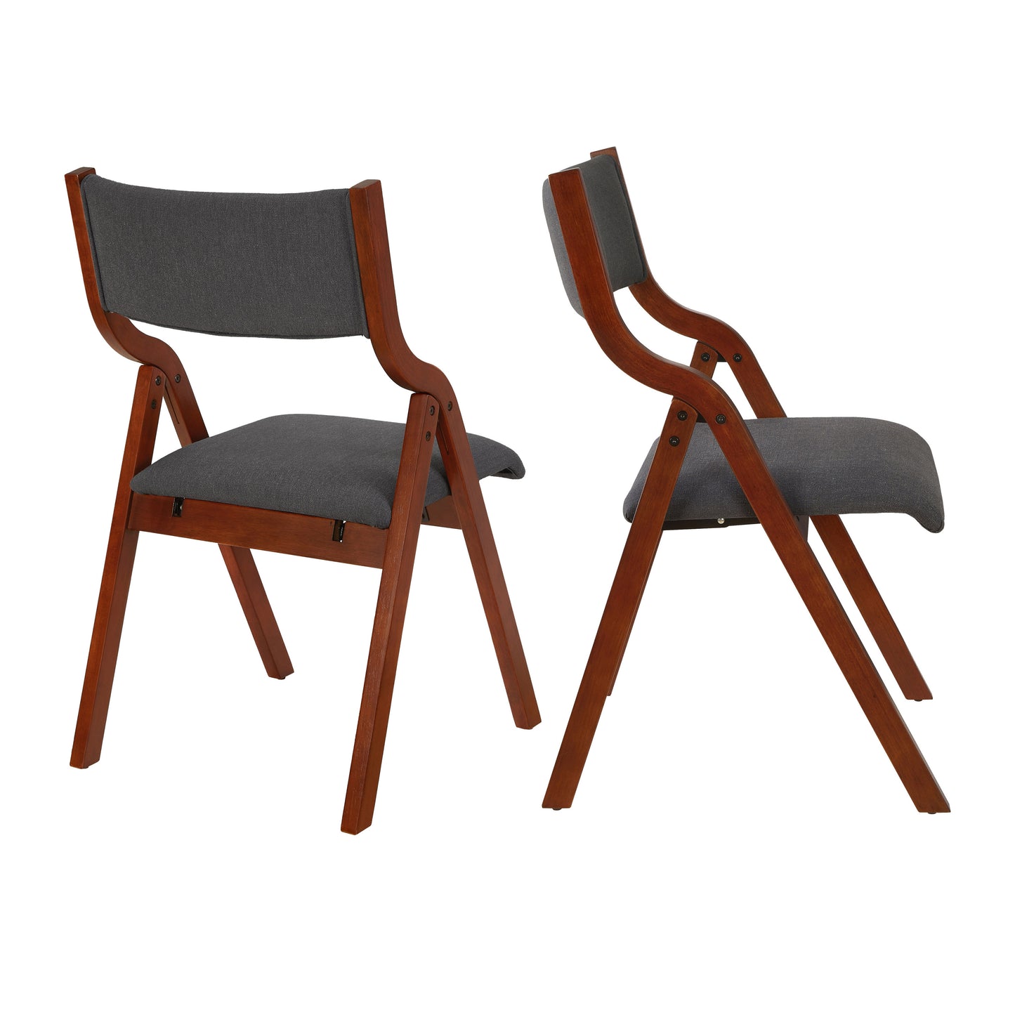 Upholstered folding Dining chair, space saving, easy to carry, Dining Room, 2-Pack-Grey+Cherry