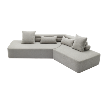 [NEW ARRIVED] [VIDEO PROVIDED] 128"Minimalist Cloud Sectional Couch ,Modern Couches ,4-Seater ,No Assembly,Two modular sofa,Boucle Teddy  Fabric, upholstered , anti-wrinkle fabric,Light Gray