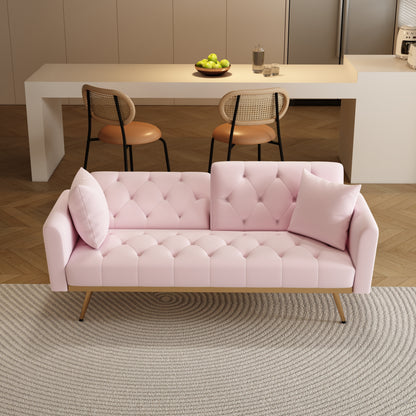 The 68.3 "pink velvet sofabed is beautiful and easy to assemble