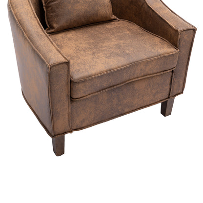 COOLMORE Accent Chair with Ottoman, Mid Century Modern Barrel Chair Upholstered Club Tub Round Arms Chair for Living Room