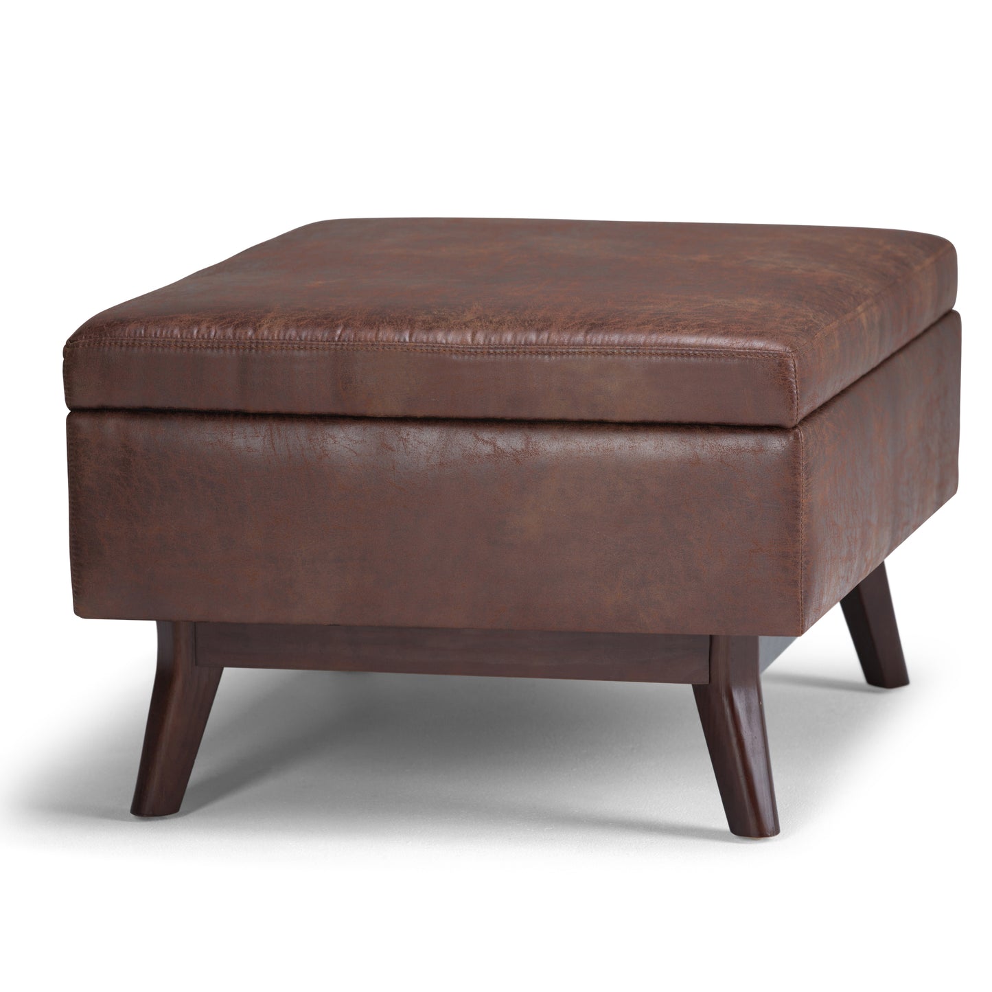 Owen - Coffee Table Storage Ottoman - Distressed Saddle Brown