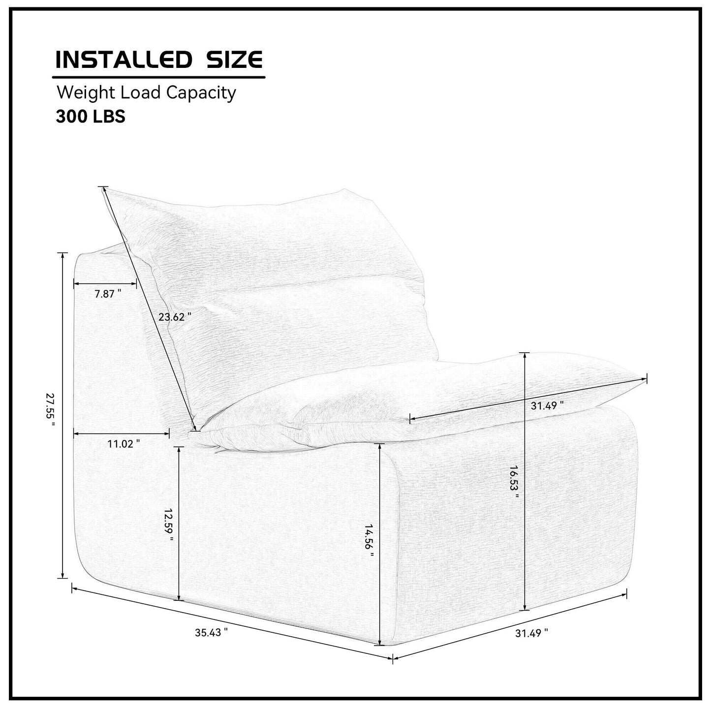 Accent Armless Chair Lazy Floor Seating, Fireside Chair Sofa Lounger Leisure Accent Single Couch with Backrest for Living Room, Bedroom, Office, Single Seat GREEN