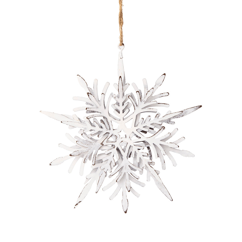 6.1x1.8x6.3" Iron Snowflake Hanger, Decorative Hanging Ball Christmas Tree Ornaments for Holiday Party Decorations, Set of 6