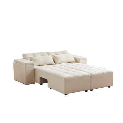 Convertible 3 in 1 Sleeper Sofa and Sectional Sofa with 4 Storage Space for Living Room,Corduroy Couch With 4 pillows,Corduroy