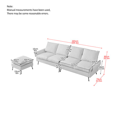 [VIDEO] provided]104.5"Modern Sectional Technical leather L-Shaped Sofa Couch with Convertible Ottoman