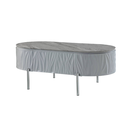 Yukino Gray High Gloss & Chrome Finish Coffee Table