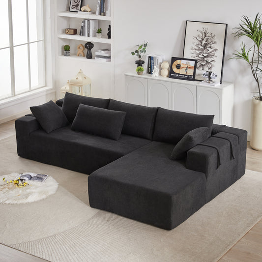 Modern Chenille Upholstered Sectional Sofa Couch Set,Modular 108" L Shaped Sectional Living Room Sofa Set With 6 Pillows,Free Combination Sofa Couch for Living Room,Bedroom(Right Chaise)