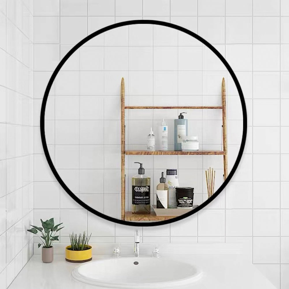 Tempered mirror 32" Wall Circle Mirror for Bathroom, Black Round Mirror for Wall, 20 inch Hanging Round Mirror for Living Room, Vanity, Bedroom