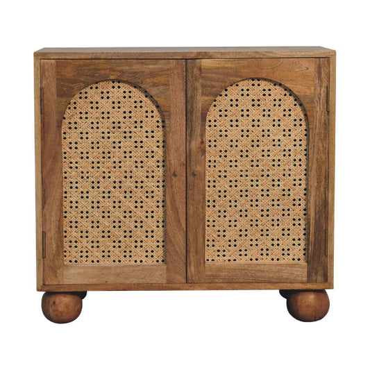 Artisan Furniture Solid Wood Rattan Ball Cabinet