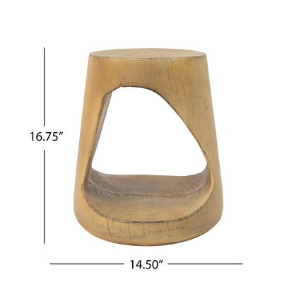 MGO Hollow Side Table, Wood-like texture, Natural Color