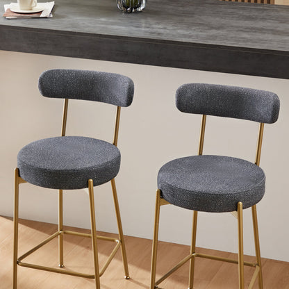 Modern Upholstered Sherpa Bar Stool Set