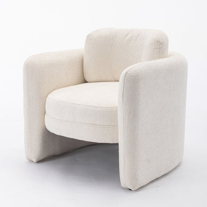 Mid Century Modern Barrel Accent Chair Armchair for Living Room, Bedroom, Guest Room,Office, Ivory