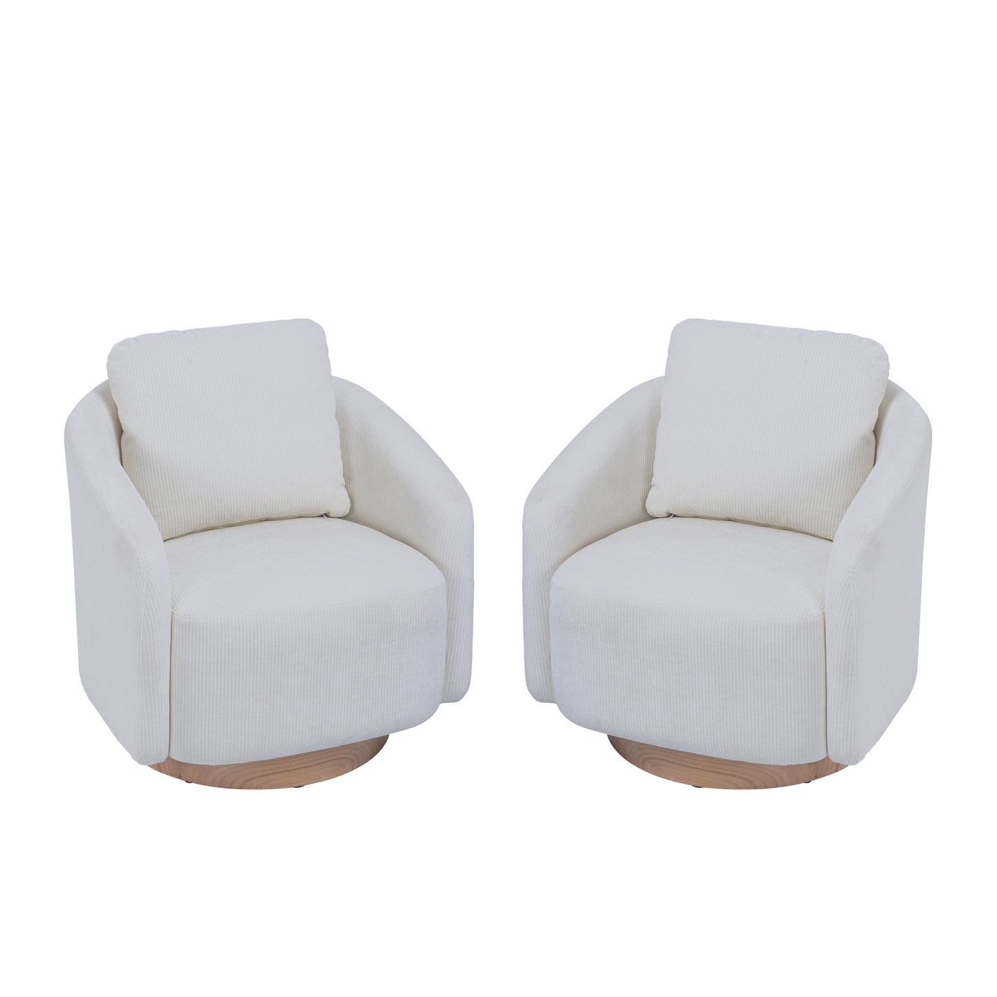 30.3"W Swivel Accent Barrel Chair and Comfy Round Accent Single Sofa Chair, 360 Degree Club Chair, Lounge Armchair for Living Room Bedroom Nursery.Ivory