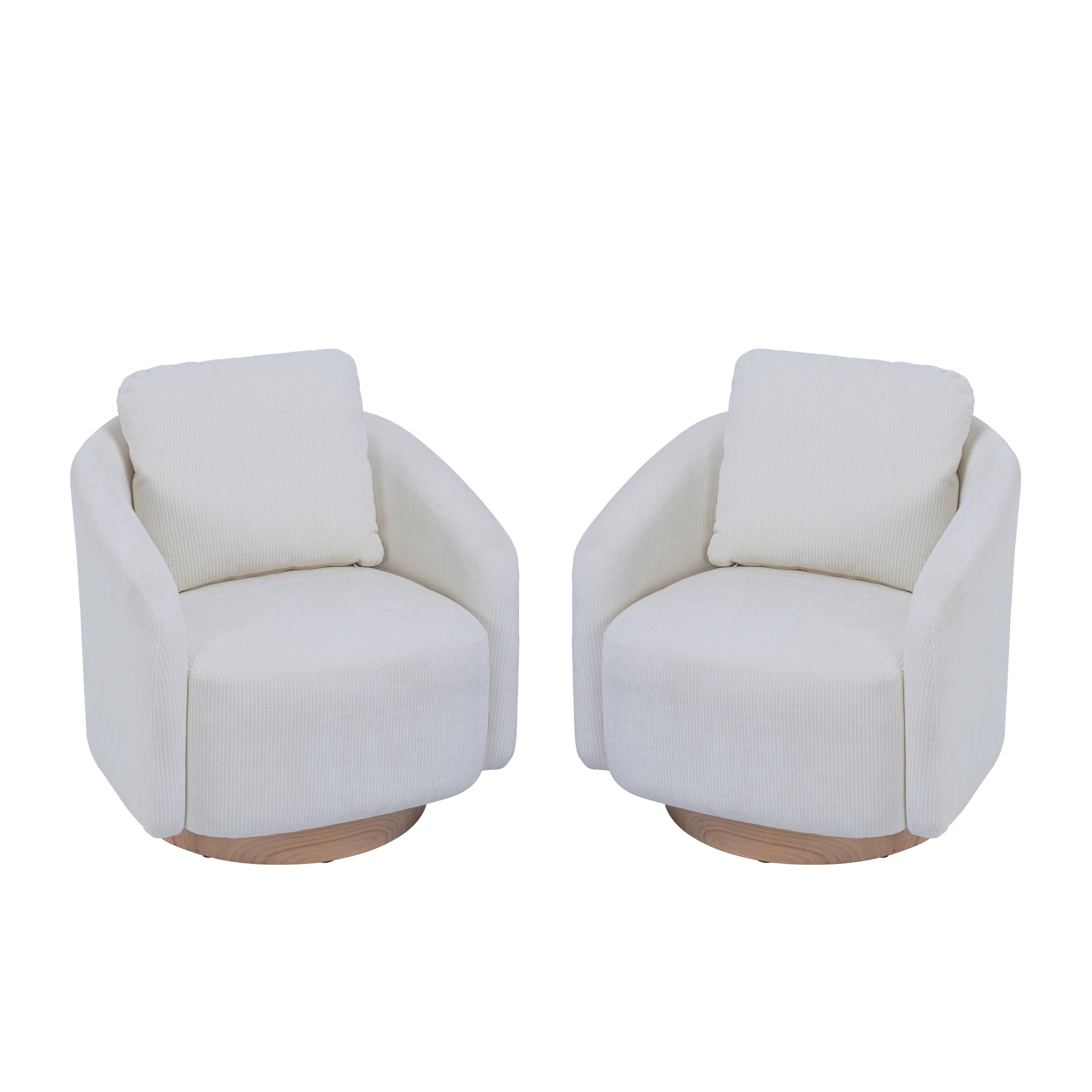 30.3"W Swivel Accent Barrel Chair and Comfy Round Accent Single Sofa Chair, 360 Degree Club Chair, Lounge Armchair for Living Room Bedroom Nursery.Ivory