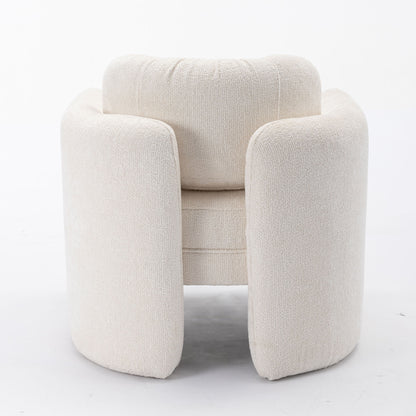 Mid Century Modern Barrel Accent Chair Armchair for Living Room, Bedroom, Guest Room,Office, Ivory