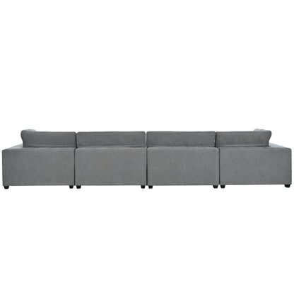 U-style Upholstered Oversize Modular Sofa with Removable Ottoman,Sectional sofa for Living Room Apartment(5-Seater)