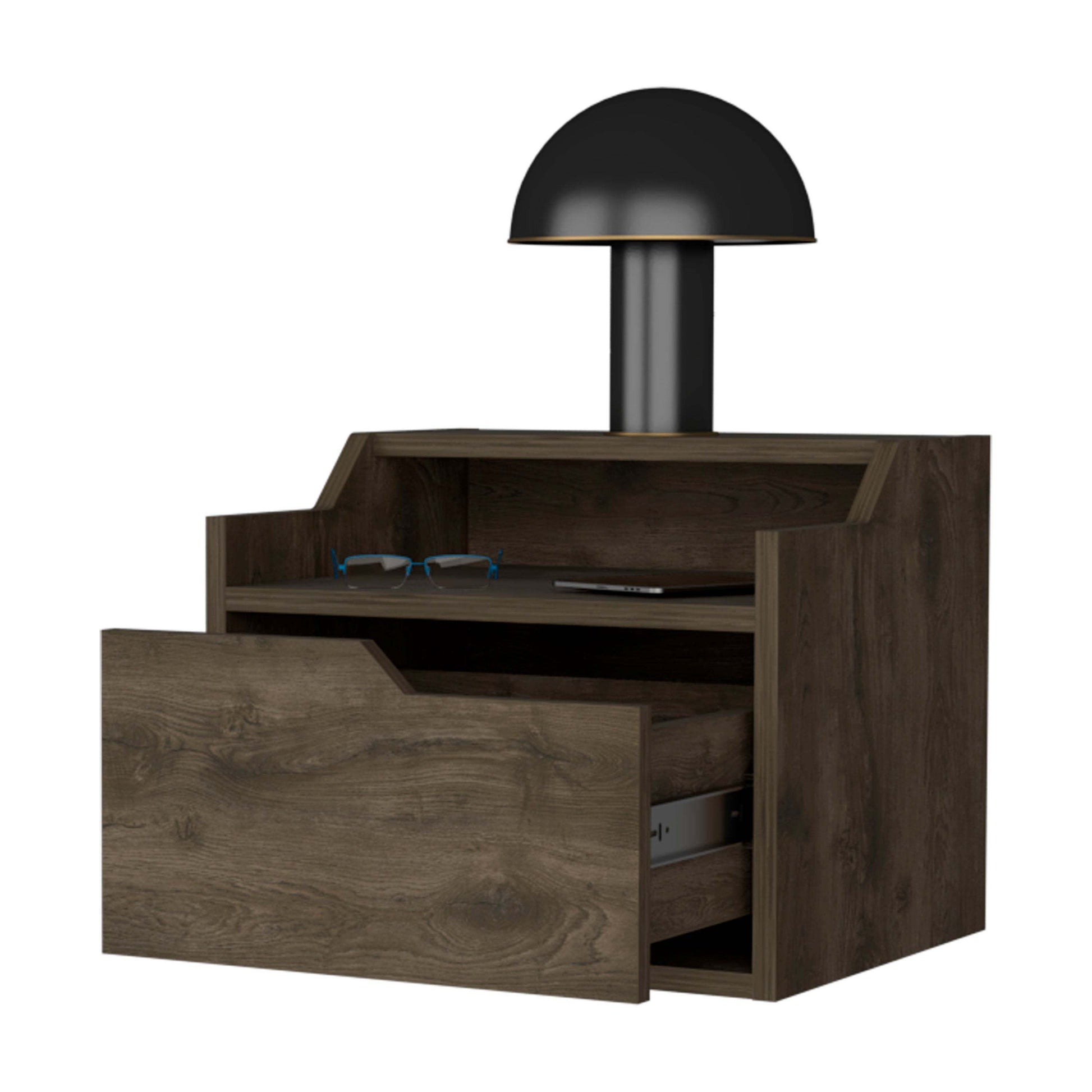 Nolan Dark Brown Dual-Shelf Display Floating Nightstand