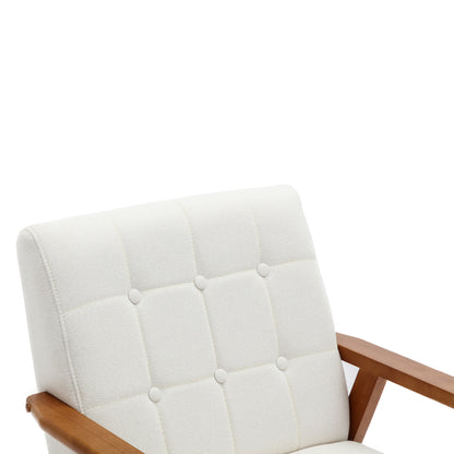 Leisure Chair with Solid Wood Armrest and Feet, Mid-Century Modern Accent chair, for Living Room Bedroom Studio chair