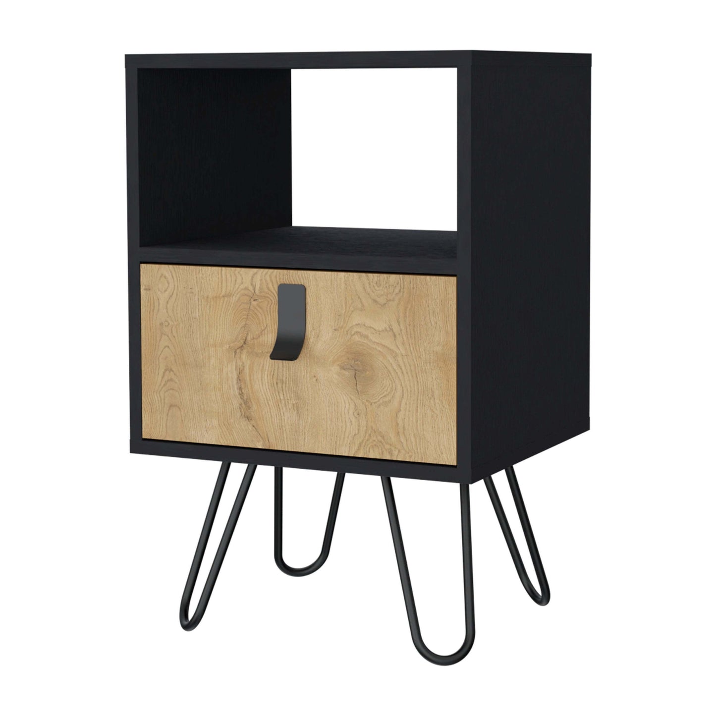 Chase Black and Macadamia Hairpin Legs Nightstand