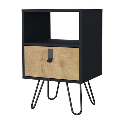 Chase Black and Macadamia Hairpin Legs Nightstand