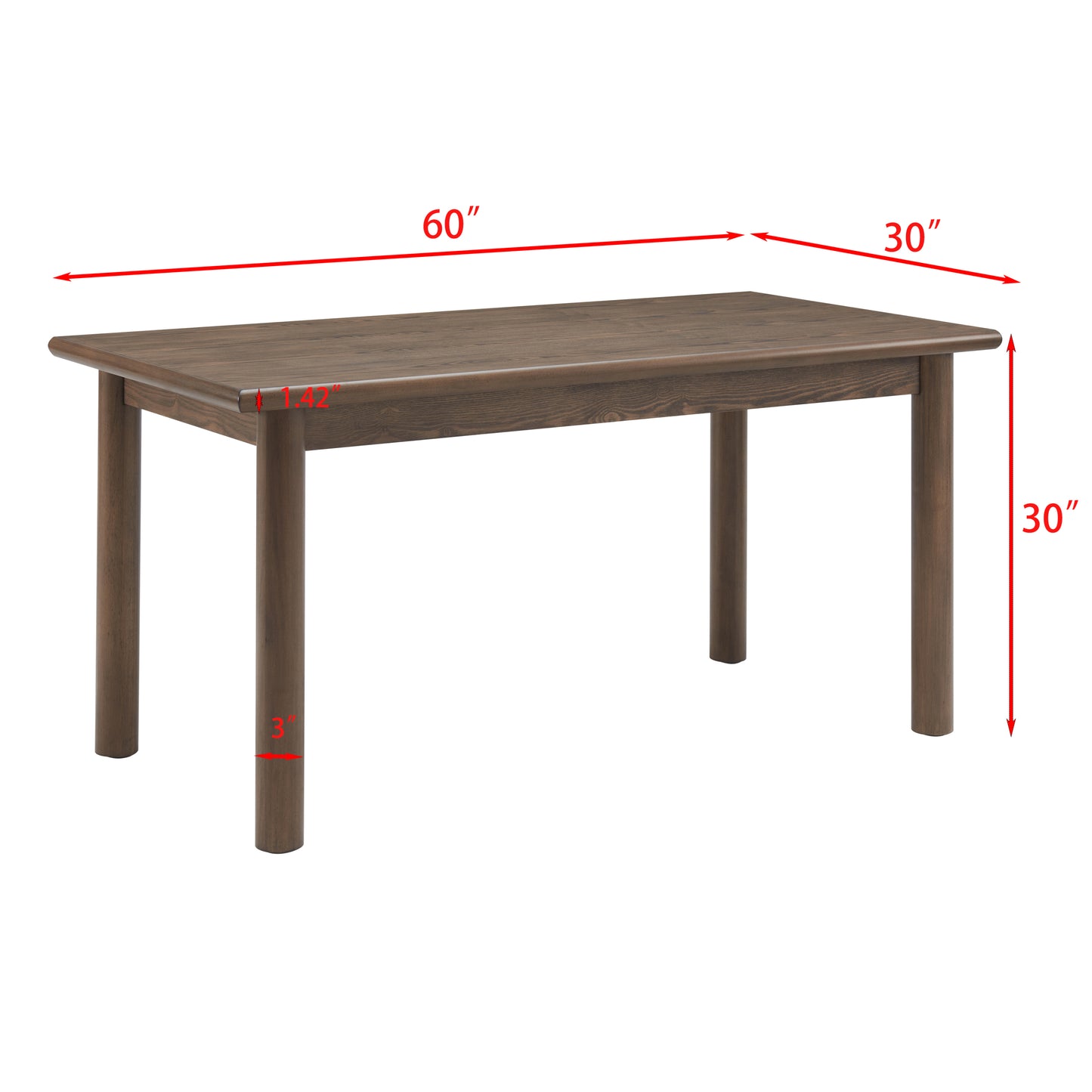 60" Rectangular Dining Table for 6 Person, Retro Kitchen Table, Wooden Dinner Room Table with Solid Wood Legs for Home Kitchen Restaurant Living Room, Ultra Easy to Assemble