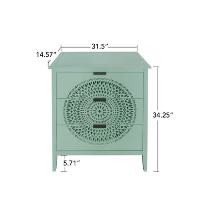 3 Drawer Cabinet with Hollow-Carved 3 Drawer Dresser Storage Chest with Metal Handles For Entryway Living Room Bedroom