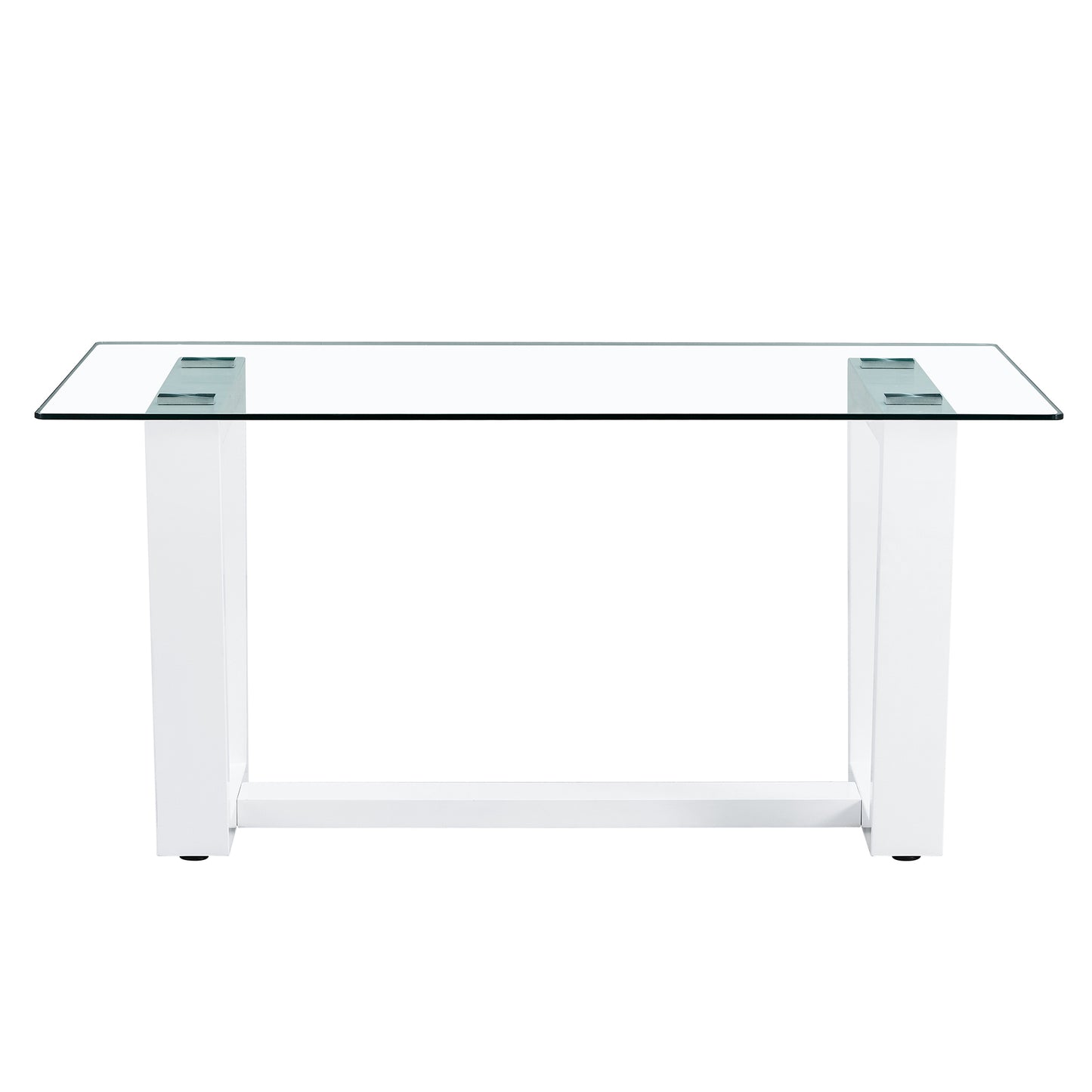 Glass Dining Table Large Modern Minimalist Rectangular for 6-8 with 0.4" Tempered Glass Tabletop and white MDF Trapezoid Bracket,For Kitchen Dining Living Meeting Room Banquet Hall F-1550 W1151S00323