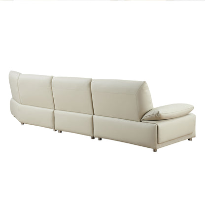 147.24'' Oversied Modern Sectional Curved Shaped Sofa Couch for Living Room,Upholstered 5-Seat Sofa Eco-leather Couch Set,Beige