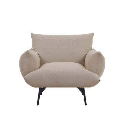 Oversized Living Room Accent Armchair Upholstered-Single Sofa Chair, Mid-Century Modern Comfy Fabric Armchair with Metal Leg for Bedroom Living Room Apartment