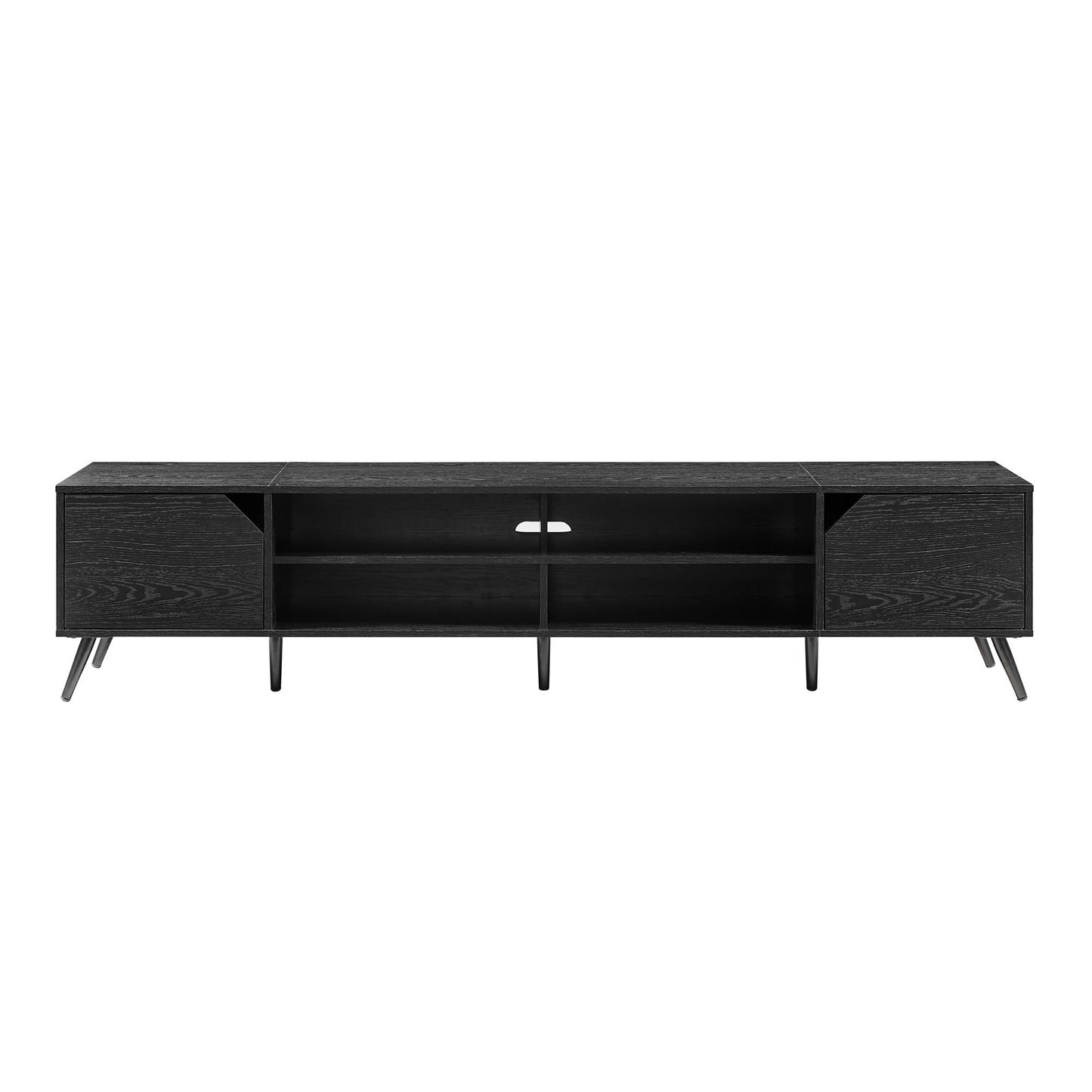 Contemporary 2-Door Minimalist TV Stand for TVs up to 90 inches – Black