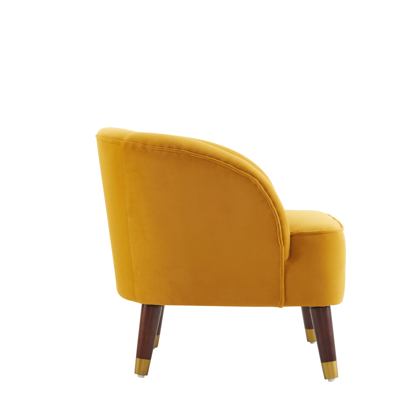 Upholstered Barrel Accent Chair With Wooden Legs