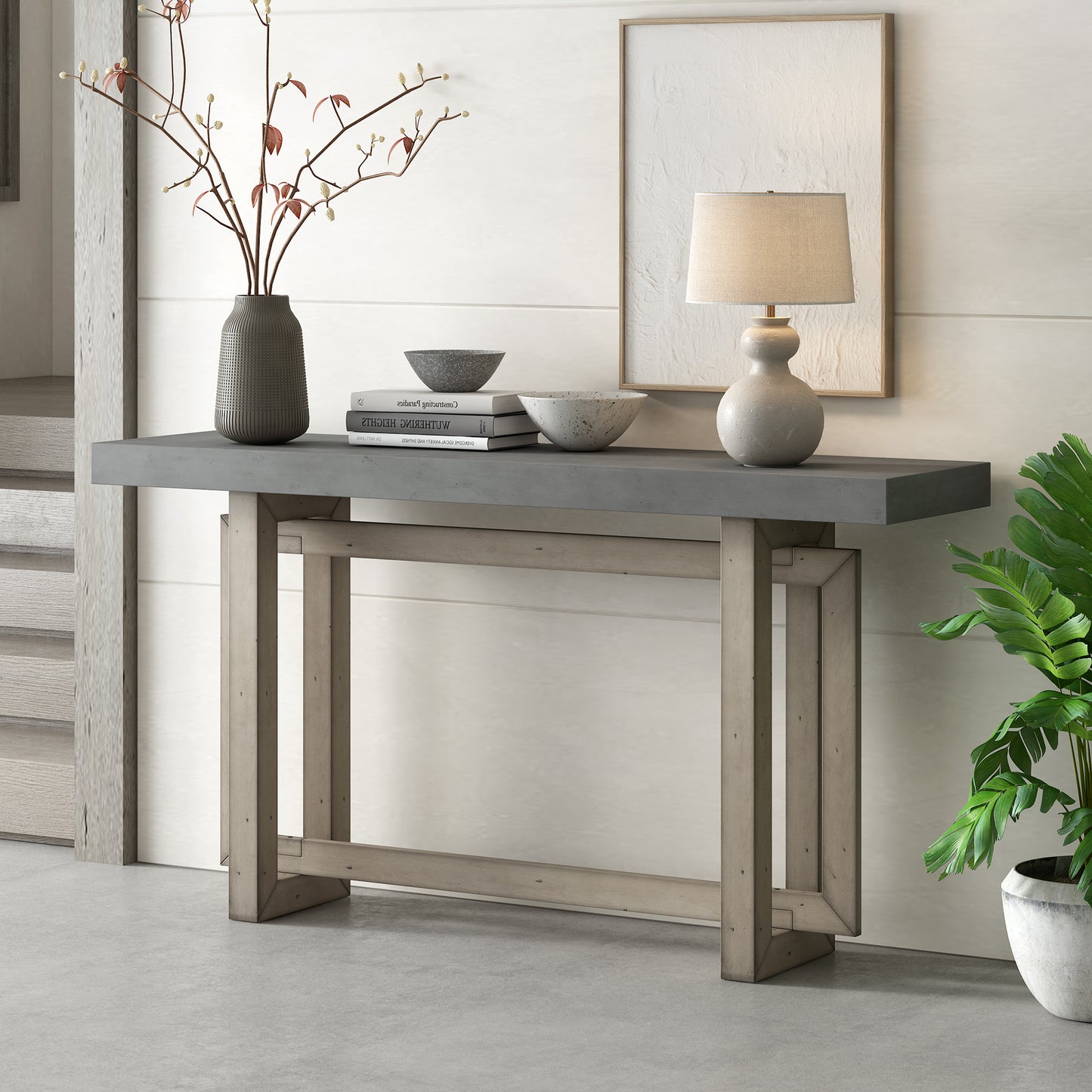 U_STYLE Contemporary Console Table with Wood Top, Extra Long Entryway Table for Entryway, Hallway, Living Room, Foyer, Corridor