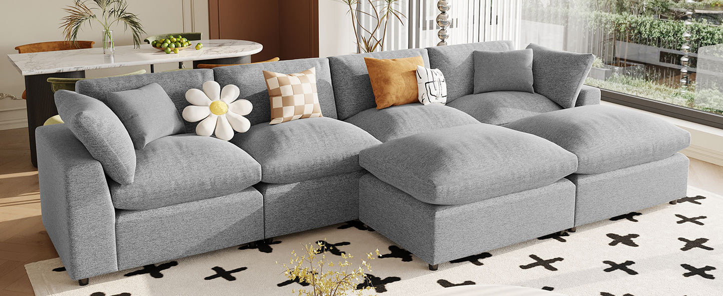 U_STYLE Modern Large U-Shape Sectional Sofa, 2 Large Chaise with Removable Ottomans for Living Room