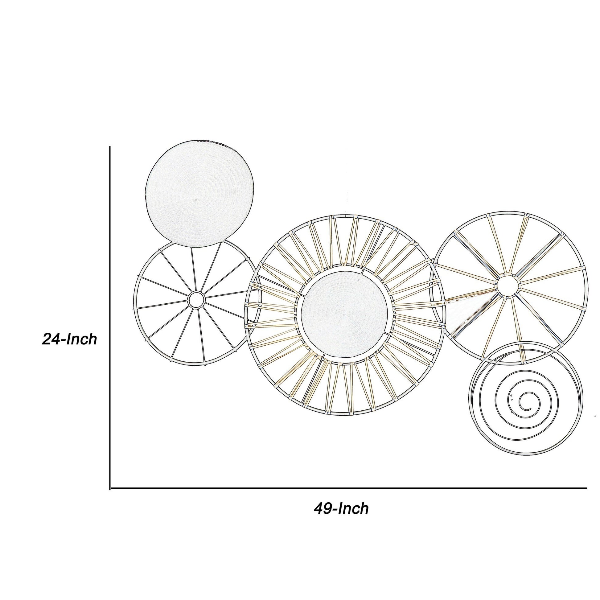 Circular 5 Piece Metal Wall Decor with Wheel and Plate Design, Black